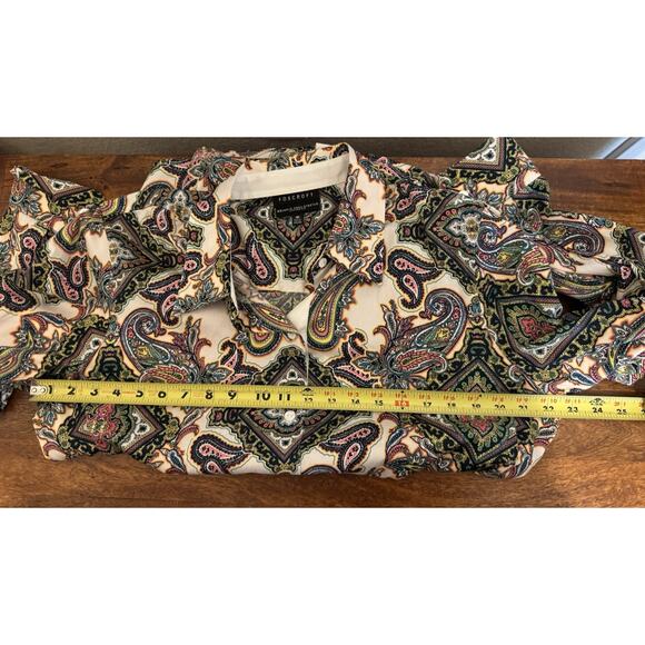 Foxcroft Wrinkle Free Paisley Button Up Boho Office Preppy Blouse Size 14W - Picture 5 of 11
